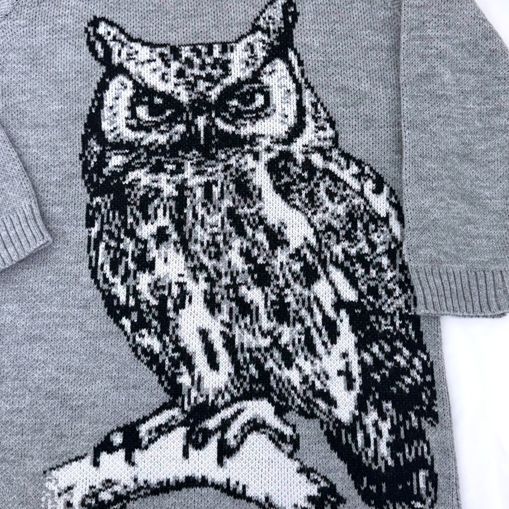 Cotton Emporium Scoop Neck Knit Owl Graphic Sweater Size Small Made in the USA - Picture 4 of 7